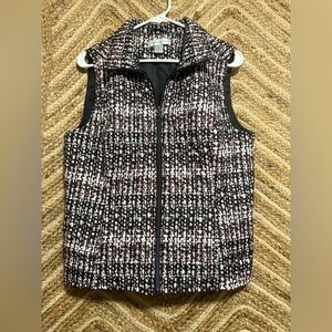 Christoper & Banks Quilted Full Zip Lightweight Puffer Vest,Multicolor,Size M